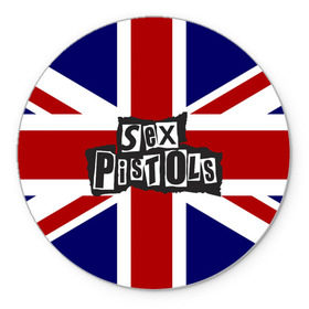 Коврик для мышки круглый с принтом Sex Pistols в Петрозаводске, резина и полиэстер | круглая форма, изображение наносится на всю лицевую часть | англия | британия | панк | флаг