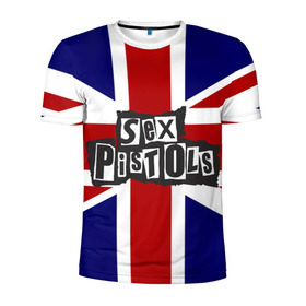 Мужская футболка 3D спортивная с принтом Sex Pistols в Петрозаводске, 100% полиэстер с улучшенными характеристиками | приталенный силуэт, круглая горловина, широкие плечи, сужается к линии бедра | англия | британия | панк | флаг