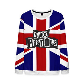 Мужской свитшот 3D с принтом Sex Pistols в Петрозаводске, 100% полиэстер с мягким внутренним слоем | круглый вырез горловины, мягкая резинка на манжетах и поясе, свободная посадка по фигуре | англия | британия | панк | флаг