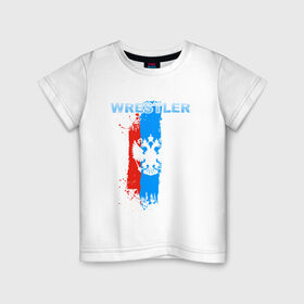 Детская футболка хлопок с принтом Борец в Петрозаводске, 100% хлопок | круглый вырез горловины, полуприлегающий силуэт, длина до линии бедер | борец | борьба | россия | рф