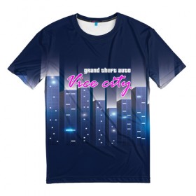 Мужская футболка 3D с принтом GTA vice city в Петрозаводске, 100% полиэфир | прямой крой, круглый вырез горловины, длина до линии бедер | game | grand theft auto | gta | vice city | игромания | игры