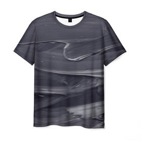Мужская футболка 3D с принтом Серый градиент в Петрозаводске, 100% полиэфир | прямой крой, круглый вырез горловины, длина до линии бедер | 