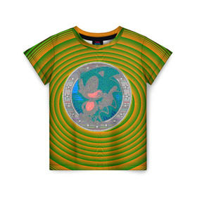 Детская футболка 3D с принтом Ёжик в Петрозаводске, 100% гипоаллергенный полиэфир | прямой крой, круглый вырез горловины, длина до линии бедер, чуть спущенное плечо, ткань немного тянется | nuckles | sonic | tails | наклз | соник | суперёжик