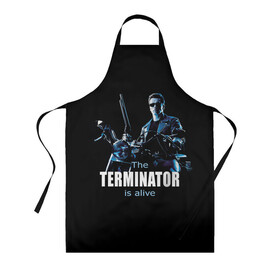 Фартук 3D с принтом Terminator alive в Петрозаводске, 100% полиэстер | общий размер — 65 х 85 см, ширина нагрудника — 26 см, горловина — 53 см, длина завязок — 54 см, общий обхват в поясе — 173 см. Принт на завязках и на горловине наносится с двух сторон, на основной части фартука — только с внешней стороны | arnold schwarzenegger | арнольд шварценеггер | киборг | кино | терминатор