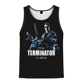 Мужская майка 3D с принтом Terminator alive в Петрозаводске, 100% полиэстер | круглая горловина, приталенный силуэт, длина до линии бедра. Пройма и горловина окантованы тонкой бейкой | arnold schwarzenegger | арнольд шварценеггер | киборг | кино | терминатор