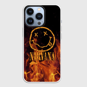 Чехол для iPhone 13 Pro с принтом Nirvana в Петрозаводске,  |  | cobain | kurt | nevermino | nirvana | альтернативный | гранж | грол | группа | дональд | кобейн | курт | музыка | надпись | нервана | нирвана | новоселич | певец | рок | смайл | смайлик | солист