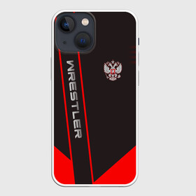 Чехол для iPhone 13 mini с принтом Wrestler в Петрозаводске,  |  | борец | борьба | геометрия | красный | россия | рф | черный