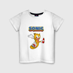 Детская футболка хлопок с принтом Sonic в Петрозаводске, 100% хлопок | круглый вырез горловины, полуприлегающий силуэт, длина до линии бедер | hedgehog | knuckles | sega | sonic | super | tails | ёжик | ехидна | лисенок | лисица | наклз | сега | соник | супер | суперёжик | тэилз | тэилс