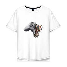 Мужская футболка хлопок Oversize с принтом joystick в Петрозаводске, 100% хлопок | свободный крой, круглый ворот, “спинка” длиннее передней части | 