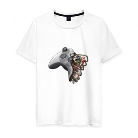 Мужская футболка хлопок с принтом joystick в Петрозаводске, 100% хлопок | прямой крой, круглый вырез горловины, длина до линии бедер, слегка спущенное плечо. | 