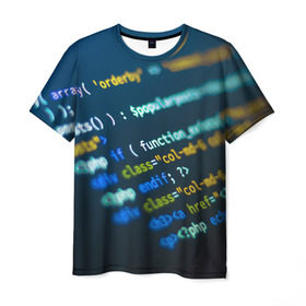 Мужская футболка 3D с принтом Programming collection в Петрозаводске, 100% полиэфир | прямой крой, круглый вырез горловины, длина до линии бедер | Тематика изображения на принте: c++ | html | php | код | компьютеры | программист | технологии | хакер | цифры