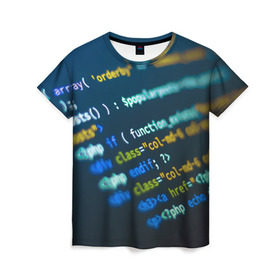Женская футболка 3D с принтом Programming collection в Петрозаводске, 100% полиэфир ( синтетическое хлопкоподобное полотно) | прямой крой, круглый вырез горловины, длина до линии бедер | c++ | html | php | код | компьютеры | программист | технологии | хакер | цифры