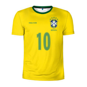 Мужская футболка 3D спортивная с принтом Роналдиньо в Петрозаводске, 100% полиэстер с улучшенными характеристиками | приталенный силуэт, круглая горловина, широкие плечи, сужается к линии бедра | brasil | brazilian | footbal | national | ronaldinho | soccer | time | бразилии | бразилия | национальная | по | роналдиньо | рональдиньо | сборная | футбол | футболу