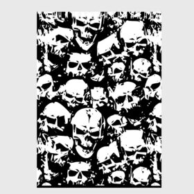 Скетчбук с принтом черепа в Петрозаводске, 100% бумага
 | 48 листов, плотность листов — 100 г/м2, плотность картонной обложки — 250 г/м2. Листы скреплены сверху удобной пружинной спиралью | skull | паттерн | черно белый