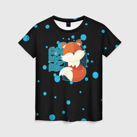 Женская футболка 3D с принтом Пушистая лиса в Петрозаводске, 100% полиэфир ( синтетическое хлопкоподобное полотно) | прямой крой, круглый вырез горловины, длина до линии бедер | зверь | красный | легенда | лис | лиса | милые | миф | радуга | символ | сказка | существо | яркие