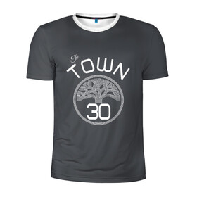 Мужская футболка 3D спортивная с принтом Stephen Curry форма GSW Town в Петрозаводске, 100% полиэстер с улучшенными характеристиками | приталенный силуэт, круглая горловина, широкие плечи, сужается к линии бедра | 