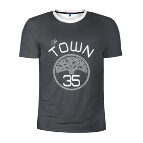 Мужская футболка 3D спортивная с принтом Kevin Durant форма GSW Town в Петрозаводске, 100% полиэстер с улучшенными характеристиками | приталенный силуэт, круглая горловина, широкие плечи, сужается к линии бедра | Тематика изображения на принте: 