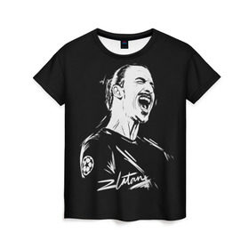 Женская футболка 3D с принтом Zlatan Ibrahimovic в Петрозаводске, 100% полиэфир ( синтетическое хлопкоподобное полотно) | прямой крой, круглый вырез горловины, длина до линии бедер | football | златан ибрагимович | игрок | сборная швеции | футбол | футболист