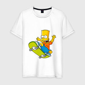 Мужская футболка хлопок с принтом Bart Simpson в Петрозаводске, 100% хлопок | прямой крой, круглый вырез горловины, длина до линии бедер, слегка спущенное плечо. | bart | family | homer | lisa | school | simpsons | springfield | анимация | барт | гомер | желтый | комедия | лентяй | лиза | мардж | мульт | мультфильм | мэгги | отец | пончик | ребенок | родители | семья | сериал | симпсоны | смех