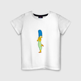 Детская футболка хлопок с принтом Мардж Симпсон в Петрозаводске, 100% хлопок | круглый вырез горловины, полуприлегающий силуэт, длина до линии бедер | bart | family | homer | lisa | school | simpsons | springfield | анимация | барт | гомер | желтый | комедия | лентяй | лиза | мардж | мульт | мультфильм | мэгги | отец | пончик | ребенок | родители | семья | сериал | симпсоны | смех