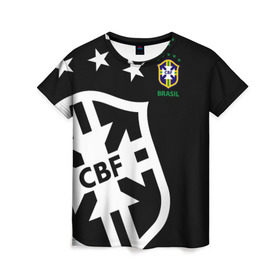 Женская футболка 3D с принтом Brazil Exclusive в Петрозаводске, 100% полиэфир ( синтетическое хлопкоподобное полотно) | прямой крой, круглый вырез горловины, длина до линии бедер | бразилии | бразилия | европы | мира | сборная | форма | футбол | чемпионат