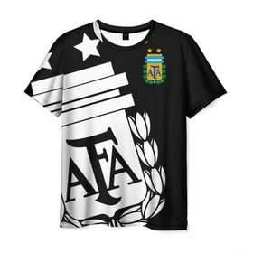 Мужская футболка 3D с принтом Argentina Exclusive в Петрозаводске, 100% полиэфир | прямой крой, круглый вырез горловины, длина до линии бедер | аргентина | аргентины | месси | мира | сборная | форма | чемпионат