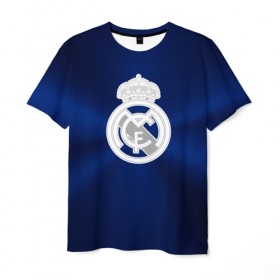 Мужская футболка 3D с принтом Real Madrid в Петрозаводске, 100% полиэфир | прямой крой, круглый вырез горловины, длина до линии бедер | Тематика изображения на принте: football | logo | real madrid | spain | sport | арт | испания | лига | лого | реал | спорт | текстура | фк | футбол | футбольный клуб | эмблема