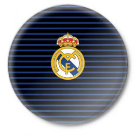Значок с принтом Реал Мадрид в Петрозаводске,  металл | круглая форма, металлическая застежка в виде булавки | Тематика изображения на принте: лого | полосы | реал мадрид | эмблема