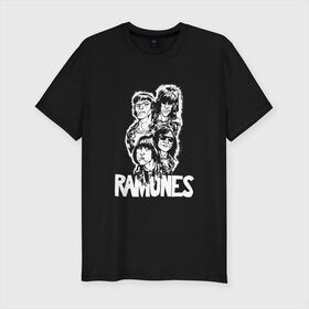 Мужская футболка премиум с принтом Ramones в Петрозаводске, 92% хлопок, 8% лайкра | приталенный силуэт, круглый вырез ворота, длина до линии бедра, короткий рукав | 
