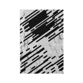 Обложка для паспорта матовая кожа с принтом HEXAGON - Black and White в Петрозаводске, натуральная матовая кожа | размер 19,3 х 13,7 см; прозрачные пластиковые крепления | Тематика изображения на принте: 