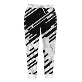 Женские брюки 3D с принтом HEXAGON - Black and White в Петрозаводске, полиэстер 100% | прямой крой, два кармана без застежек по бокам, с мягкой трикотажной резинкой на поясе и по низу штанин. В поясе для дополнительного комфорта — широкие завязки | 