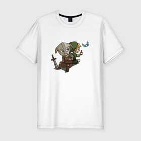 Мужская футболка хлопок Slim с принтом Skyim-Legend of Zelda  в Петрозаводске, 92% хлопок, 8% лайкра | приталенный силуэт, круглый вырез ворота, длина до линии бедра, короткий рукав | legend of zelda | довакин | зельда | линк | скайрим