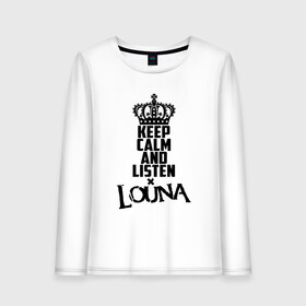 Женский лонгслив хлопок с принтом Keep calm and listen Louna в Петрозаводске, 100% хлопок |  | louna | альтернативный | вит | виталий демиденко | група | группа | леонид кинзбурский | лу | луна | лусинэ геворкян | метал | ню | нюметал | панк | панкрок | пилот | рок | ру | рубен казарьян | серж