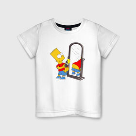 Детская футболка хлопок с принтом Bart Simpson в Петрозаводске, 100% хлопок | круглый вырез горловины, полуприлегающий силуэт, длина до линии бедер | bart simpson | арт | барт симпсон | зеркало | мультсериал | симпсоны | фотоаппарат