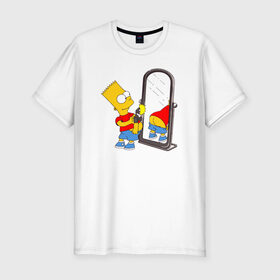 Мужская футболка премиум с принтом Bart Simpson в Петрозаводске, 92% хлопок, 8% лайкра | приталенный силуэт, круглый вырез ворота, длина до линии бедра, короткий рукав | bart simpson | арт | барт симпсон | зеркало | мультсериал | симпсоны | фотоаппарат
