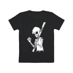Детская футболка хлопок с принтом Скелетон геодезист 2 (бел.) в Петрозаводске, 100% хлопок | круглый вырез горловины, полуприлегающий силуэт, длина до линии бедер | Тематика изображения на принте: 