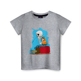 Детская футболка хлопок с принтом Скелетон геодезист 3 в Петрозаводске, 100% хлопок | круглый вырез горловины, полуприлегающий силуэт, длина до линии бедер | 