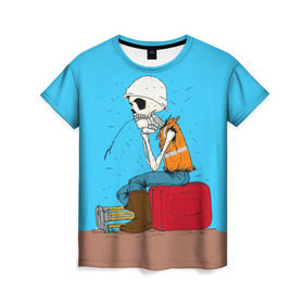 Женская футболка 3D с принтом Скелетон геодезист 3D в Петрозаводске, 100% полиэфир ( синтетическое хлопкоподобное полотно) | прямой крой, круглый вырез горловины, длина до линии бедер | surveyor | геодезист | геодезия | скелет | скелетон