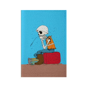 Обложка для паспорта матовая кожа с принтом Скелетон геодезист 3D в Петрозаводске, натуральная матовая кожа | размер 19,3 х 13,7 см; прозрачные пластиковые крепления | surveyor | геодезист | геодезия | скелет | скелетон