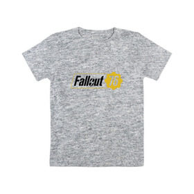 Детская футболка хлопок с принтом Fallout76 в Петрозаводске, 100% хлопок | круглый вырез горловины, полуприлегающий силуэт, длина до линии бедер | Тематика изображения на принте: 76 | bethesda | fallout76 | vault | фалаут | фолаут | фоллаут