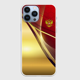 Чехол для iPhone 13 Pro Max с принтом RUSSIA SPORT: Red and Gold. в Петрозаводске,  |  | Тематика изображения на принте: abstract | design | geometry | hexagon | red and black | russia | sport | texture | абстракция | геометрия | герб | дизайн | патриот | патриотизм | россия | русский | соты | спорт | текстура | шестиугольники