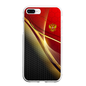 Чехол для iPhone 7Plus/8 Plus матовый с принтом RUSSIA SPORT Red and Black в Петрозаводске, Силикон | Область печати: задняя сторона чехла, без боковых панелей | abstract | design | geometry | hexagon | red and black | russia | sport | texture | абстракция | геометрия | герб | дизайн | патриот | патриотизм | россия | русский | соты | спорт | текстура | шестиугольники