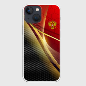 Чехол для iPhone 13 mini с принтом RUSSIA SPORT: Red and Black. в Петрозаводске,  |  | Тематика изображения на принте: abstract | design | geometry | hexagon | red and black | russia | sport | texture | абстракция | геометрия | герб | дизайн | патриот | патриотизм | россия | русский | соты | спорт | текстура | шестиугольники