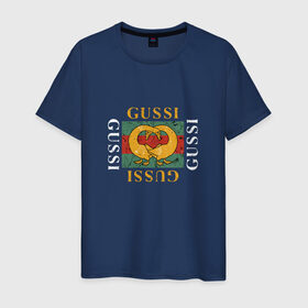 Мужская футболка хлопок с принтом GUSSI в Петрозаводске, 100% хлопок | прямой крой, круглый вырез горловины, длина до линии бедер, слегка спущенное плечо. | 