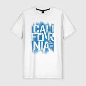 Мужская футболка премиум с принтом California в Петрозаводске, 92% хлопок, 8% лайкра | приталенный силуэт, круглый вырез ворота, длина до линии бедра, короткий рукав | california | los angeles | америка | калифорния | лос анджелес | сша