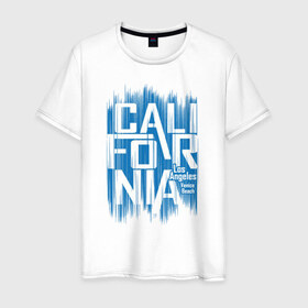 Мужская футболка хлопок с принтом California в Петрозаводске, 100% хлопок | прямой крой, круглый вырез горловины, длина до линии бедер, слегка спущенное плечо. | california | los angeles | америка | калифорния | лос анджелес | сша