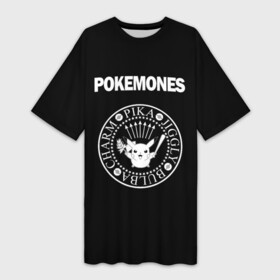 Платье-футболка 3D с принтом Pokemones в Петрозаводске,  |  | группа | панк | пикачу | покемоны | рамон | рамонес | рамоунз | рамоунс | рок | хард
