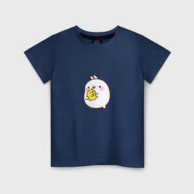 Детская футболка хлопок с принтом Molang Друзья в Петрозаводске, 100% хлопок | круглый вырез горловины, полуприлегающий силуэт, длина до линии бедер | Тематика изображения на принте: kawaii | аниме | зайчик | зая | заяц | каваи | мимими | моланг | птенчик