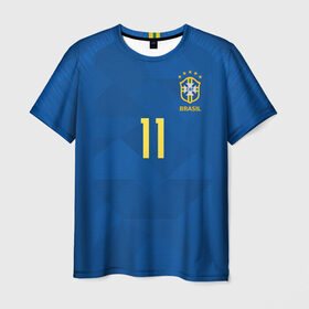 Мужская футболка 3D с принтом Coutinho away WC 2018 в Петрозаводске, 100% полиэфир | прямой крой, круглый вырез горловины, длина до линии бедер | brazil | coutinho | cup champions | league | world | бразилия | коутиньо
