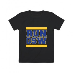 Детская футболка хлопок с принтом Run Golden State в Петрозаводске, 100% хлопок | круглый вырез горловины, полуприлегающий силуэт, длина до линии бедер | 